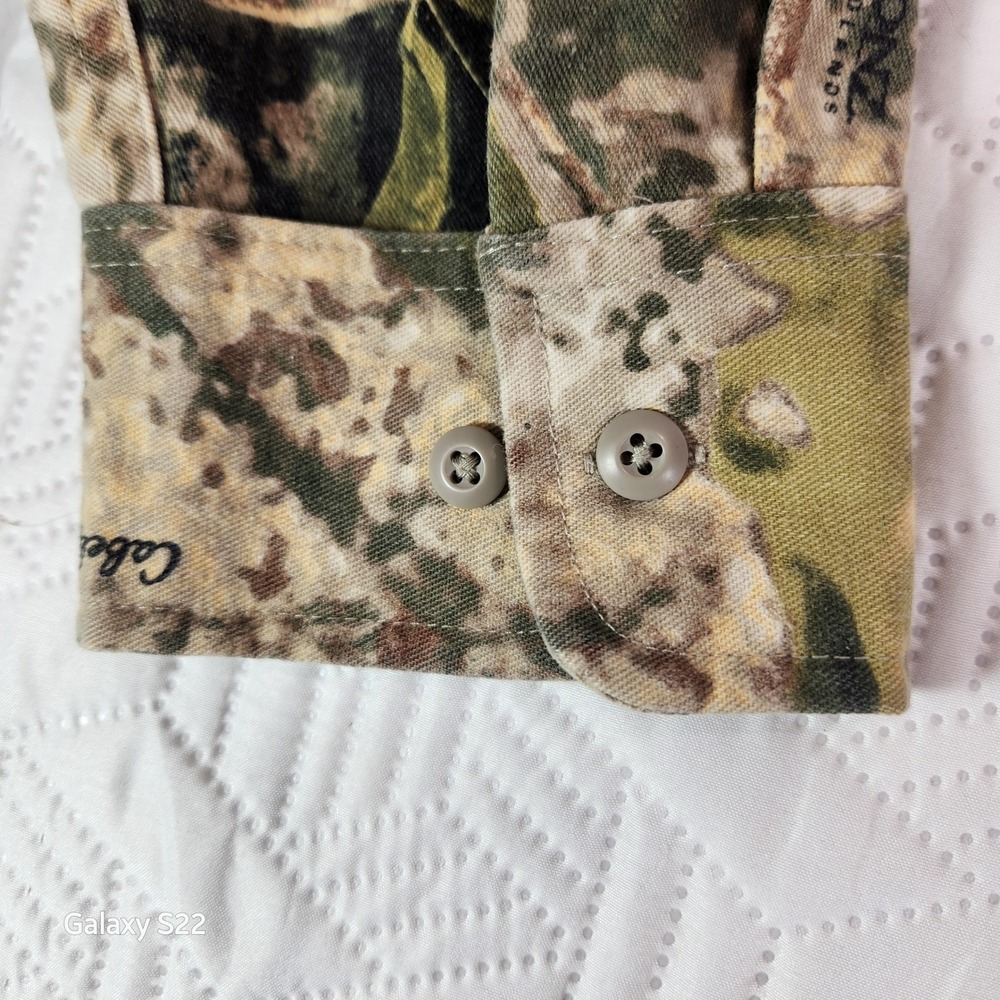 Cabelas ZONZ camo Shirt Men's Woodlands Camo Long Sleeve Button Hunt Game 3XL - Picture 5 of 16
